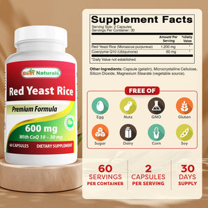 Best Naturals Red Yeast Rice with COQ10 60 Capsules