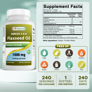 Best Naturals Flaxseed oil 1000 mg 240 Softgels
