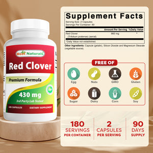 Best Naturals Red Clover 430 mg 180 Capsules