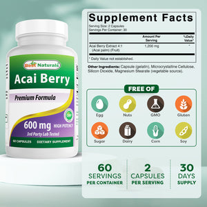 Best Naturals Acai Berry Extract 600 mg 60 Capsuels
