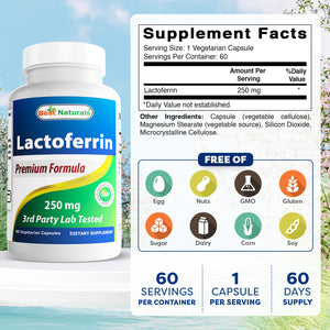 Best Naturals Lactoferrin 250 mg 60 Vegetarian Capsules