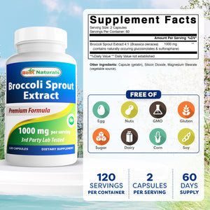 Best Naturals Broccoli Sprout Extract 1000 mg 120 Capsules