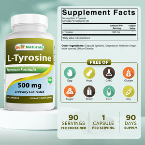 Best Naturals L-Tyrosine 500 mg 90 Capsules