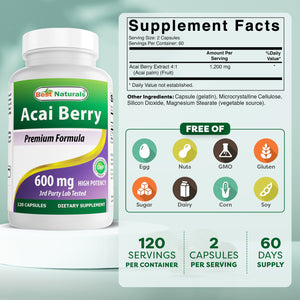 Best Naturals Acai Berry Extract 600 mg 120 Capsuels