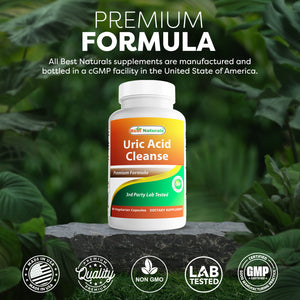 Best Naturals Uric Acid Cleanse Vitamins for Men and Women - 90 Vegetarian Capsules