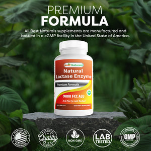 Best Naturals Natural Lactase Enzyme 9000 FCC ALU 180 Tablets