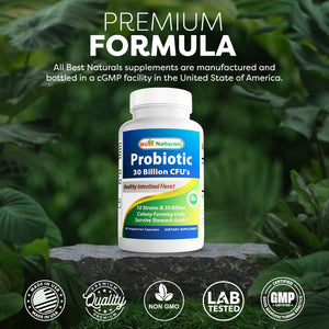Best Naturals Probiotic 10 Strains & 30 Billion CFU's 60 Vegetarian Capsules