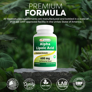 Best Naturals Alpha Lipoic Acid 600 mg 60 Capsules