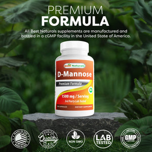 Best Naturals D-Mannose 1500 mg/Serving 120 Capsules