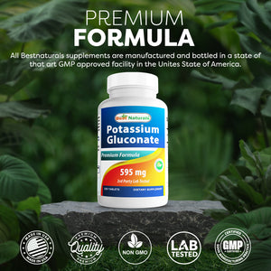 Best Naturals Potassium Gluconate 595 mg 250 Tablets