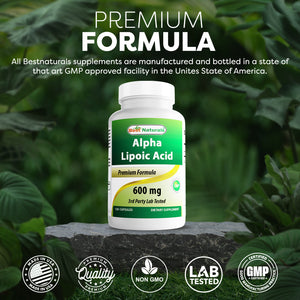 Best Naturals Alpha Lipoic Acid 600 mg 120 Capsules