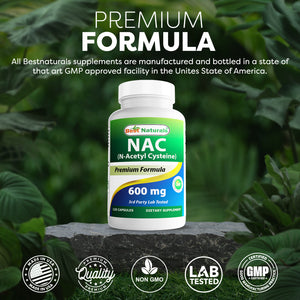 Best Naturals NAC (N-Acetyl L-Cysteine) 600 mg 120 Capsules