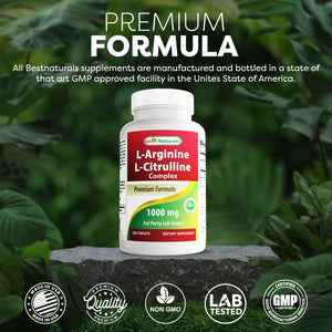 Best Naturals L-Arginine L-Citrulline Complex 1000 mg 250 Tablets