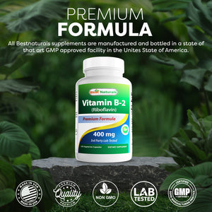 Best Naturals Vitamin B2 400 mg 120 Vegetarian Capsules