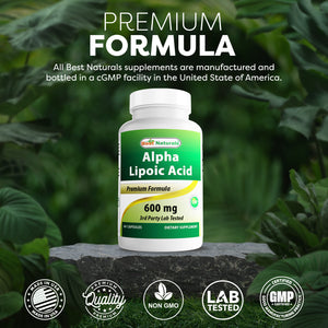 Best Naturals Alpha Lipoic Acid 600 mg 60 Capsules