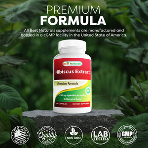 Best Naturals Hibiscus Extract 2500 mg Equivalent per Serving- 120 Capsules