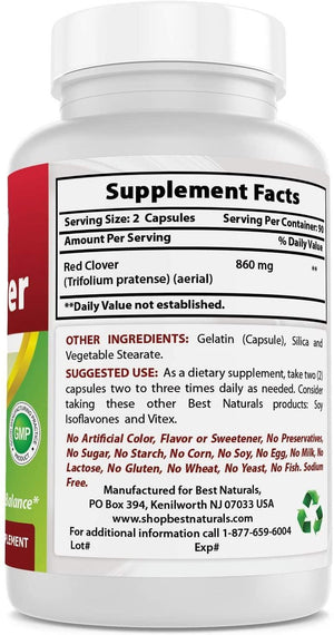 Best Naturals Red Clover 430 mg 180 Capsules - shopbestnaturals.com
