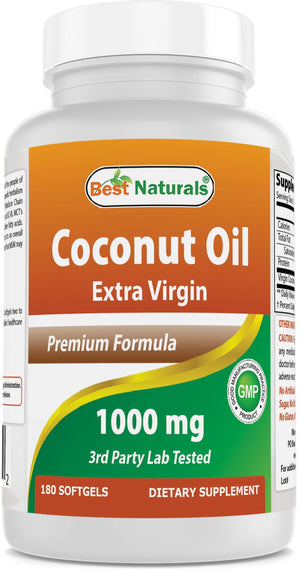 Best Naturals Coconut oil 1000 mg 180 Softgels - shopbestnaturals.com