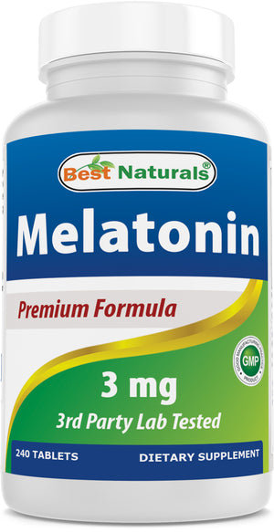 Best Naturals Melatonin 3 mg 240 Tablets | Drug-Free Nighttime Sleep Aid - Melatonin for Sleep and Relaxation