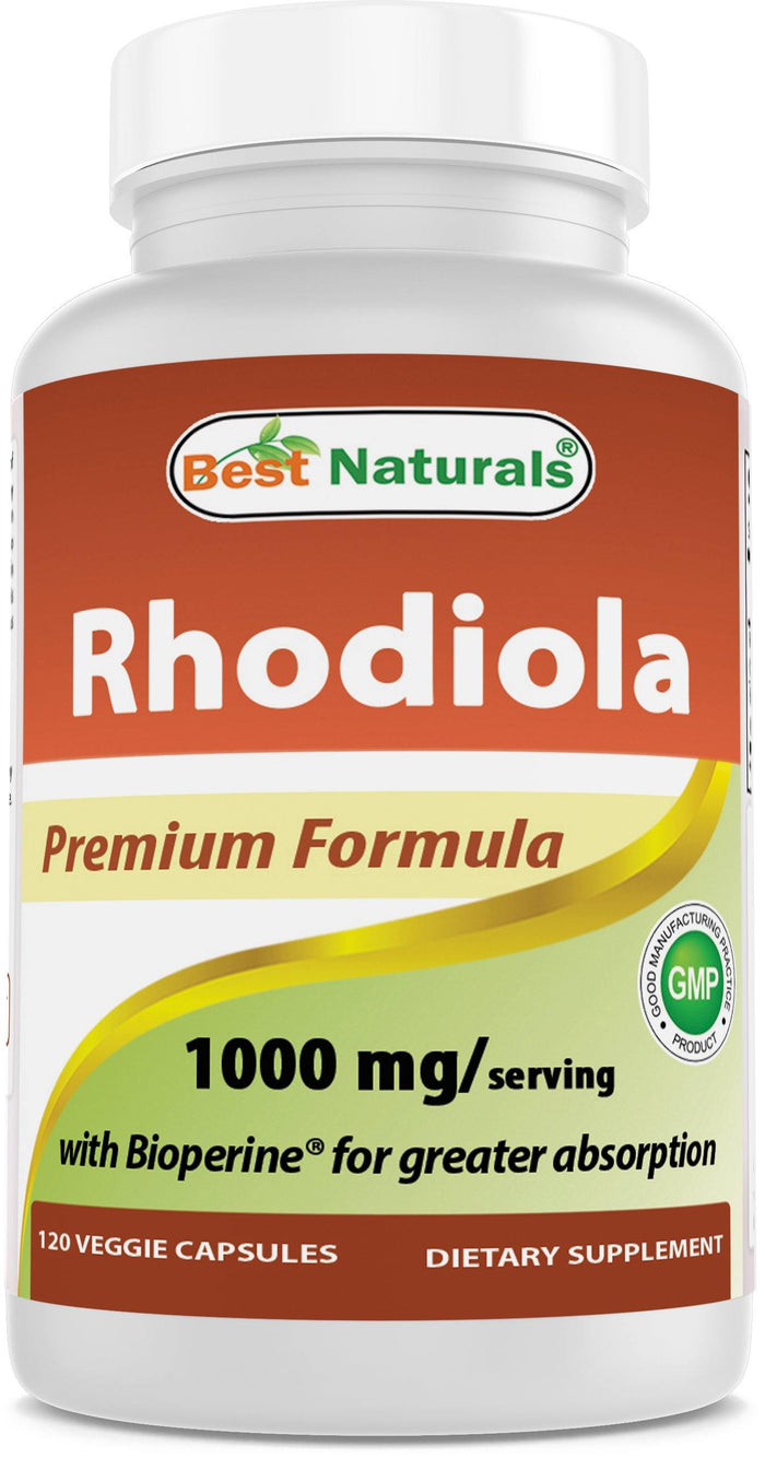 Best Naturals Rhodiola 1000 mg with 5 mg Bioperine 120 Vegetarian Capsules