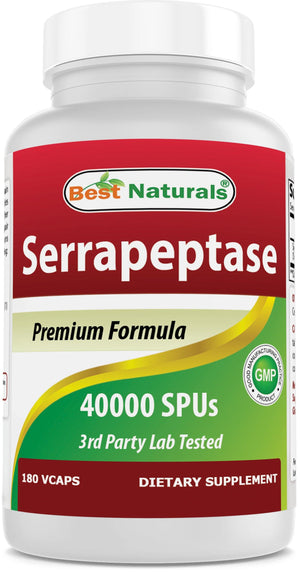 Best Naturals Serrapeptase 40000 SPU 180 Capsules - shopbestnaturals.com