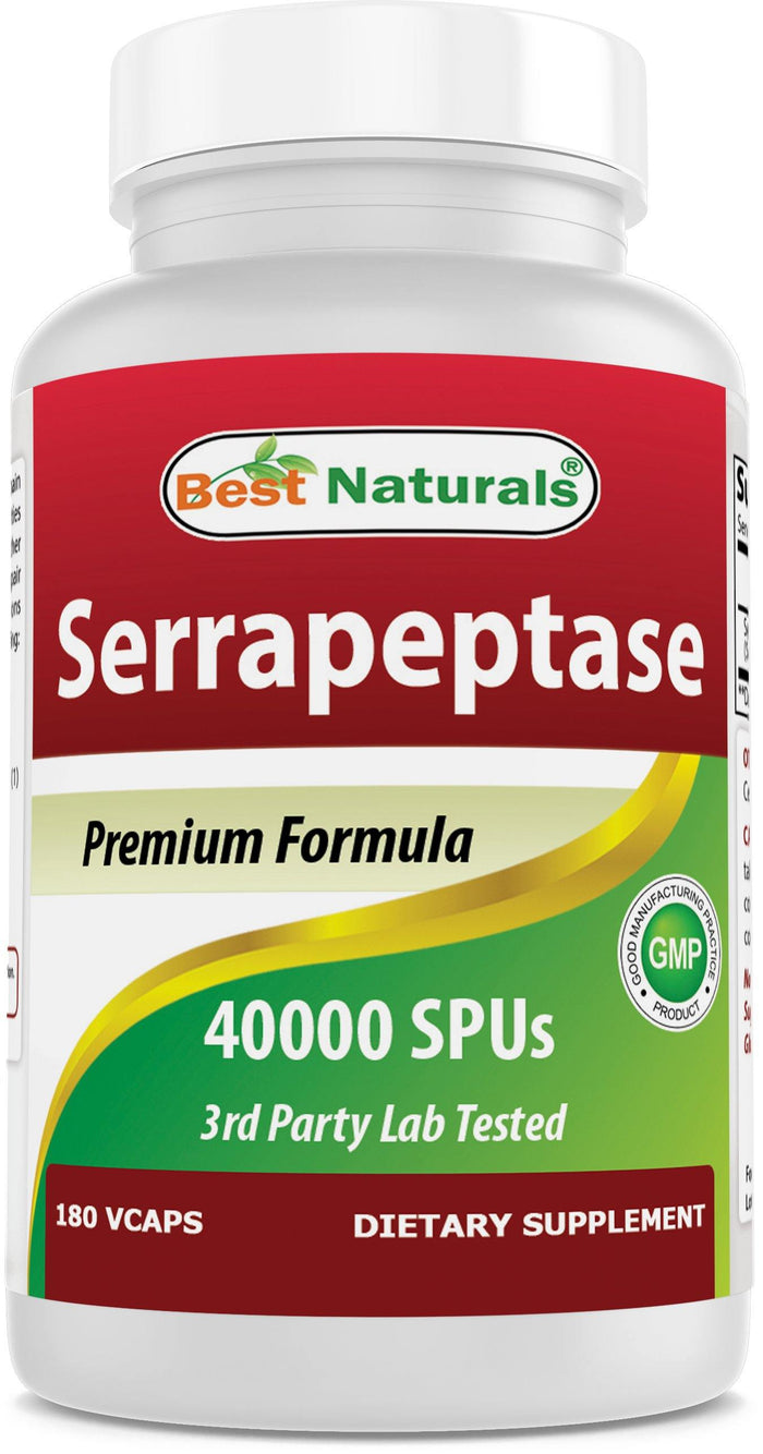 Best Naturals Serrapeptase 40000 SPUs 180 Vegetarian Capsules