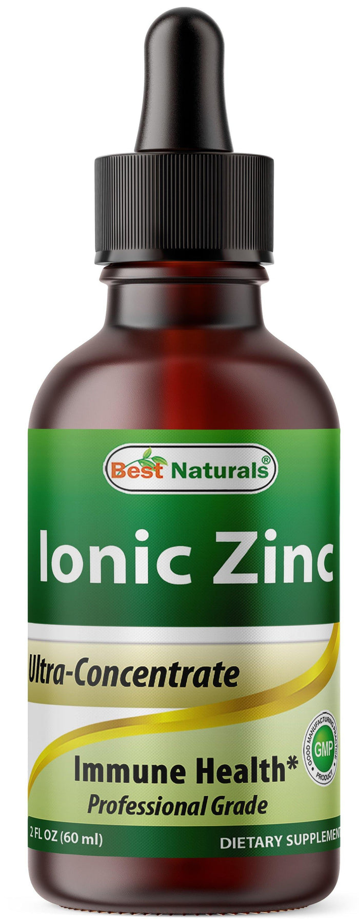 Best Naturals Ionic Liquid Zinc - Immune Support - High Bioavailability - Glass Bottles 2 OZ (60ml)