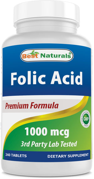 Best Naturals Folic Acid 1000 mcg (Vitamin B9), 240 Tablets - shopbestnaturals.com