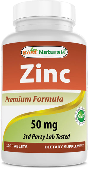 Best Naturals Zinc 50mg Supplements (as Zinc Gluconate) - Zinc Vitamins for Adults Immune Support - 100 Tablets - shopbestnaturals.com
