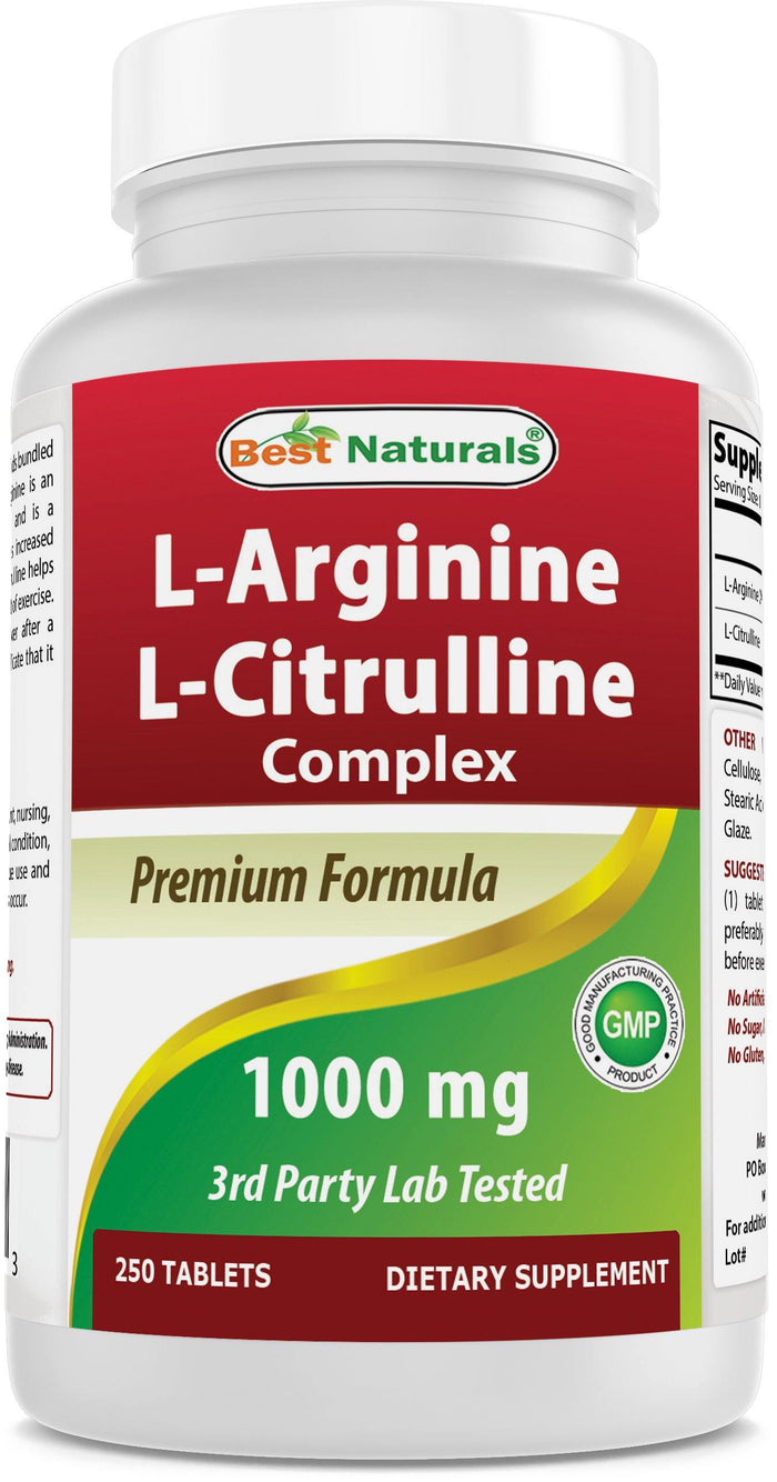 Best Naturals L-Arginine L-Citrulline Complex 1000 mg 250 Tablets