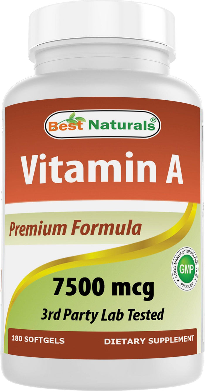 Best Naturals Vitamin A 25000 IU (7500 mcg), Non-GMO Formula Supports Healthy Vision & Immune System and Healthy Growth & Reproduction, 180 Softgels