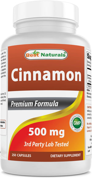Best Naturals Cinnamon 500 mg 250 Capsules - shopbestnaturals.com