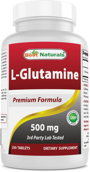 Best Naturals L-Glutamine 500 mg 250 Tablets - shopbestnaturals.com