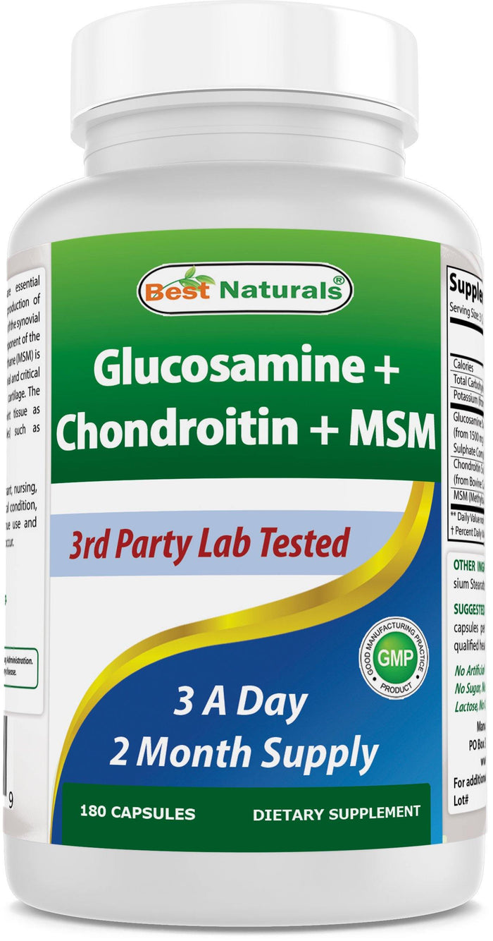 Best Naturals, Glucosamine Chondroitin MSM Supplements, 2600 mg per Serving, 180 Capsules