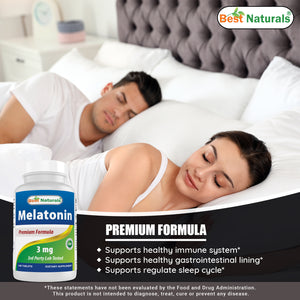 Best Naturals Melatonin 3 mg 100 Tablets (100 Days Supply) | Drug-Free Nighttime Sleep Aid - Melatonin for Sleep and Relaxation
