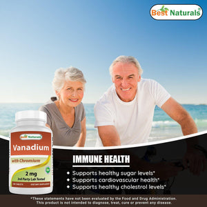 Best Naturals Vanadium 2 mg with Chromium Polynicotinate 200 mcg - Helps Maintain Healthy Blood Sugar Levels - 180 Tablets - shopbestnaturals.com
