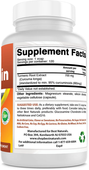 Best Naturals Turmeric Curcumin Extract 700 mg 120 Vcaps - shopbestnaturals.com