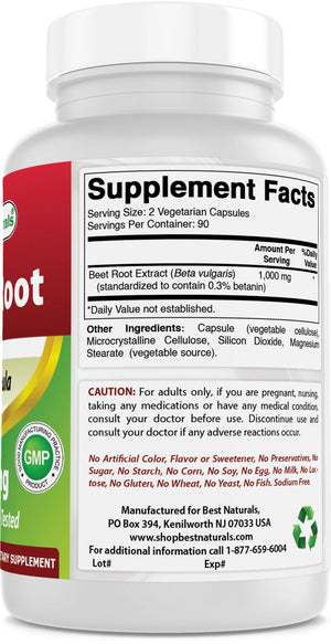 Best Naturals Beet Root 500 mg 180 Capsules - shopbestnaturals.com
