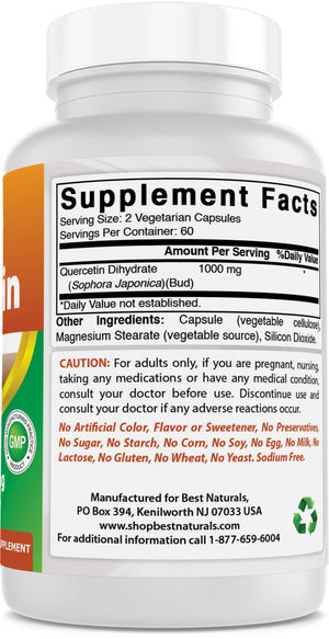 Best Naturals Quercetin 1000 mg 120 Vegetarian Capsules - shopbestnaturals.com