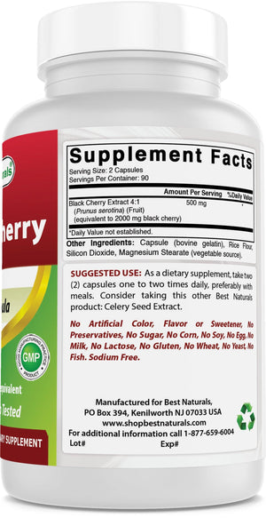Best Naturals Black Cherry 1000 mg 180 Capsules - shopbestnaturals.com