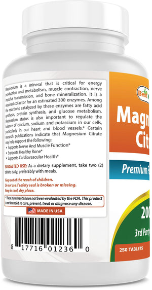 Best Naturals Magnesium Citrate 200 mg 250 tablets - shopbestnaturals.com