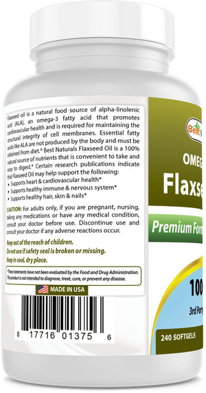 Best Naturals Flaxseed oil 1000 mg 240 Softgels - shopbestnaturals.com