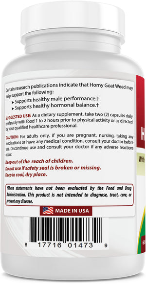 Best Naturals Horny Goat Weed with Maca Root 60 Capsules