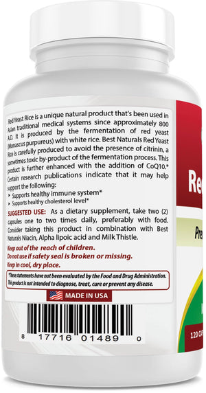 Best Naturals Red Yeast Rice with CoQ10 120 Capsules - shopbestnaturals.com