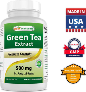 Best Naturals Green Tea Extract 500 mg 250 Capsules - shopbestnaturals.com