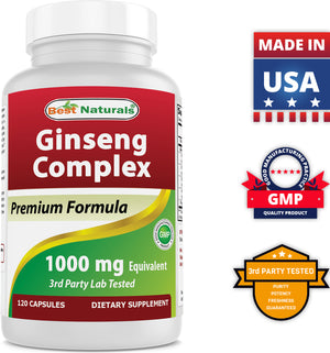 Best Naturals Ginseng Complex 1000 mg 120 Capsules