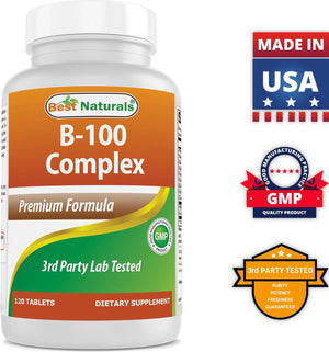 Best Naturals B-100 Complex 120 Tablets (Suitable for Vegetarian) - B Complex Vitamins - shopbestnaturals.com