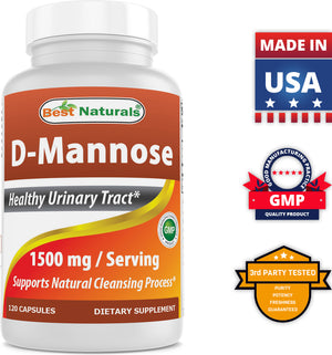 Best Naturals D-Mannose 1500 mg/Serving 120 Capsules