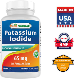 Best Naturals Potassium Iodide 65 mg - Expiration Date 02/2025 - Dietary Supplement, 60 Tablets