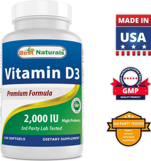 Best Naturals Vitamin D3 2000 IU 240 Softgels - shopbestnaturals.com